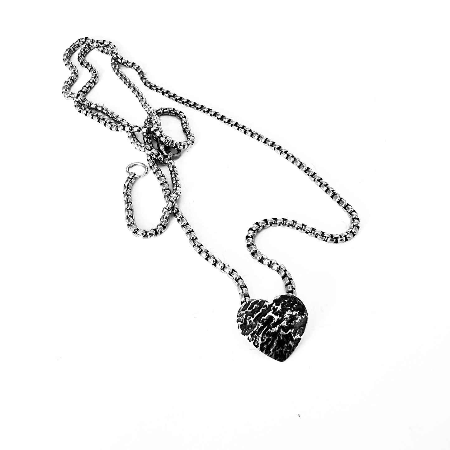 Minimalist Heart Necklace...etched sterling silver
