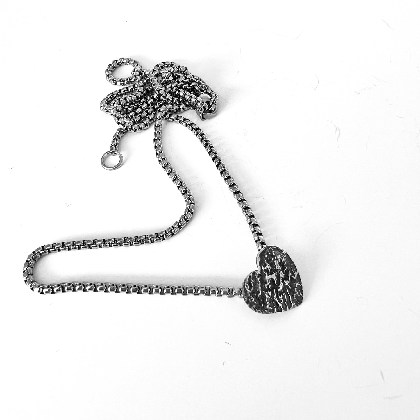 Minimalist Heart Necklace...etched sterling silver