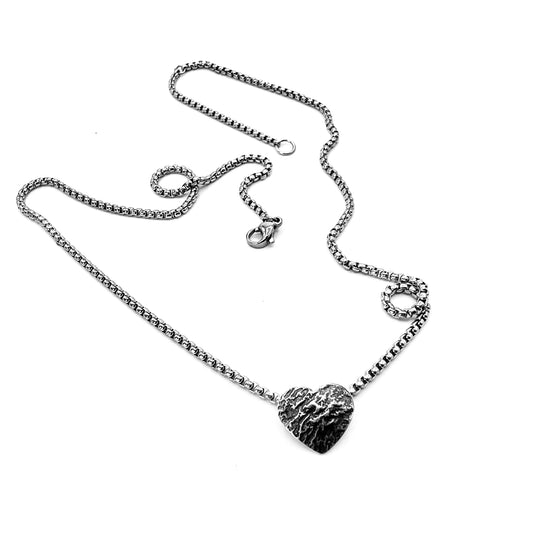 Minimalist Heart Necklace...etched sterling silver
