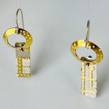 Art Deco Columns...Silver, 24K Gold Dangles