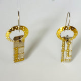 Art Deco Columns...Silver, 24K Gold Dangles