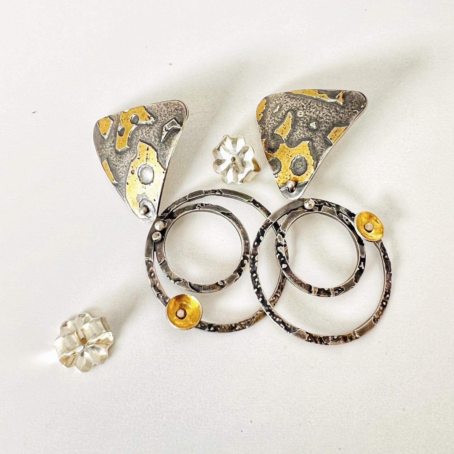 Celestial Triangle Hoops 2...24K/Sterling Post Dangles