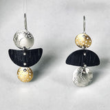 "Asymmetrical Mini"....steel, 24K gold, sterling silver dangles