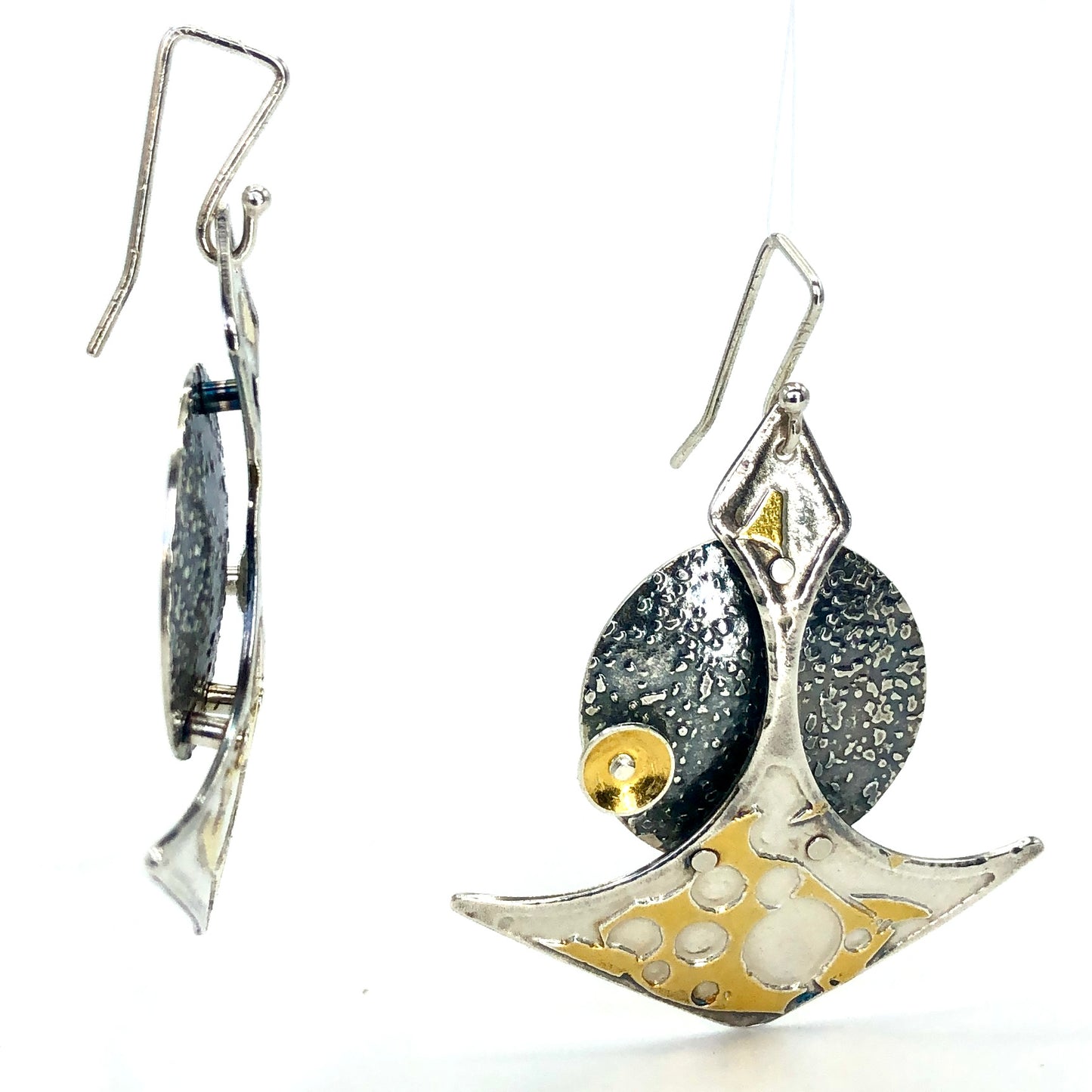 Unique 3 Dimensional 24K Gold/Sterling Silver Pendant