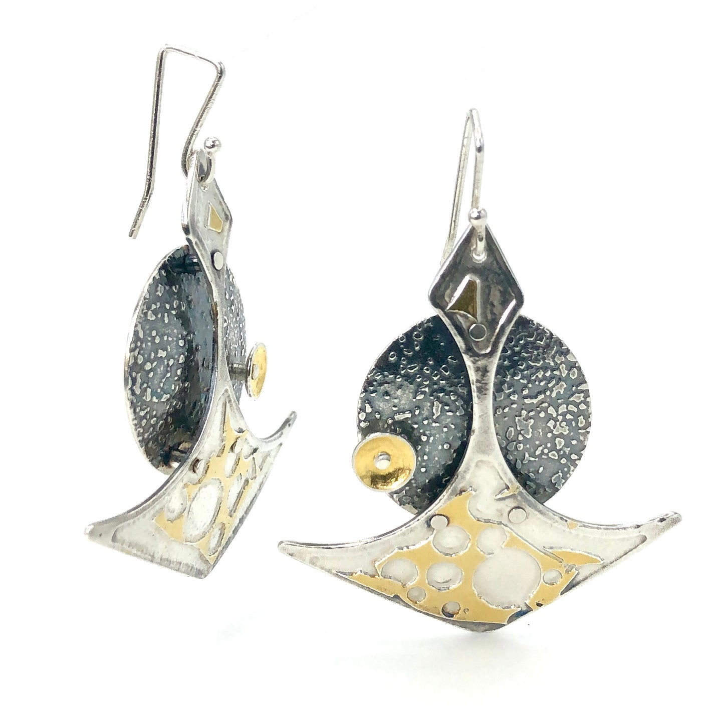 24K and Sterling Silver earrings celestial/architectural vibe