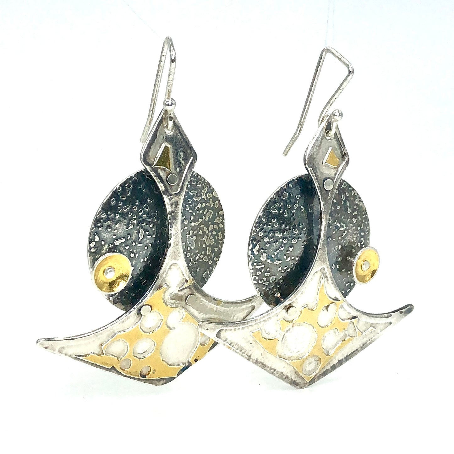 24K and Sterling Silver earrings celestial/architectural vibe