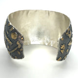 24K gold accents on deeply textured sterling silver cuff