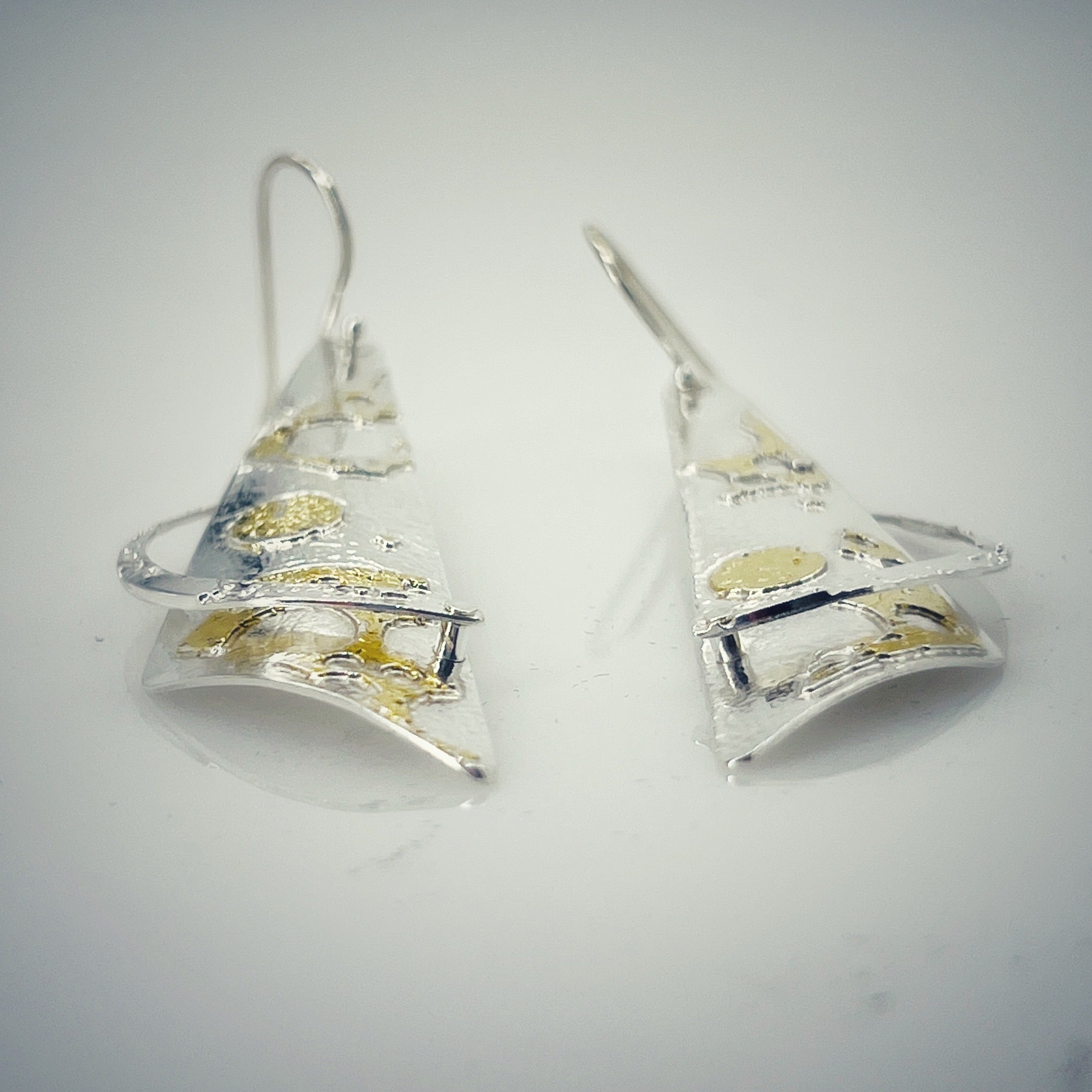 DianaHDesigns Jewelry Designer Diana Hirschhorn One of a Kind Handmade Silver/24K Gold Dangle Earrings