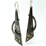 24K Gold/Matte Oxidized Sterling Silver Dangles