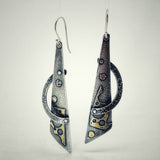 24K Gold/Matte Oxidized Sterling Silver Dangles