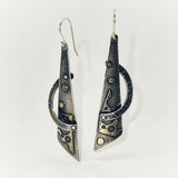 24K Gold/Matte Oxidized Sterling Silver Dangles