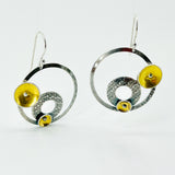 Artful Handmade Jewelry 24K Gold on Oxidized Sterling Silver Dangle Hoop Earrings by Diana Hirschhorn, DianaHDesigns