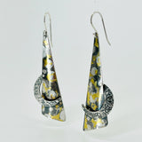 Celestial vibe 24K Gold on Oxidized and Shiny Sterling Silver Dangle Earrings by Diana Hirschhorn