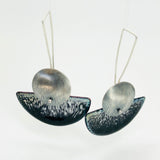 Half moon sterling silver/enamel earrings