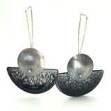 Half moon sterling silver/enamel earrings