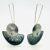 Half moon sterling silver/enamel earrings