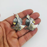 24K and Sterling Silver earrings celestial/architectural vibe