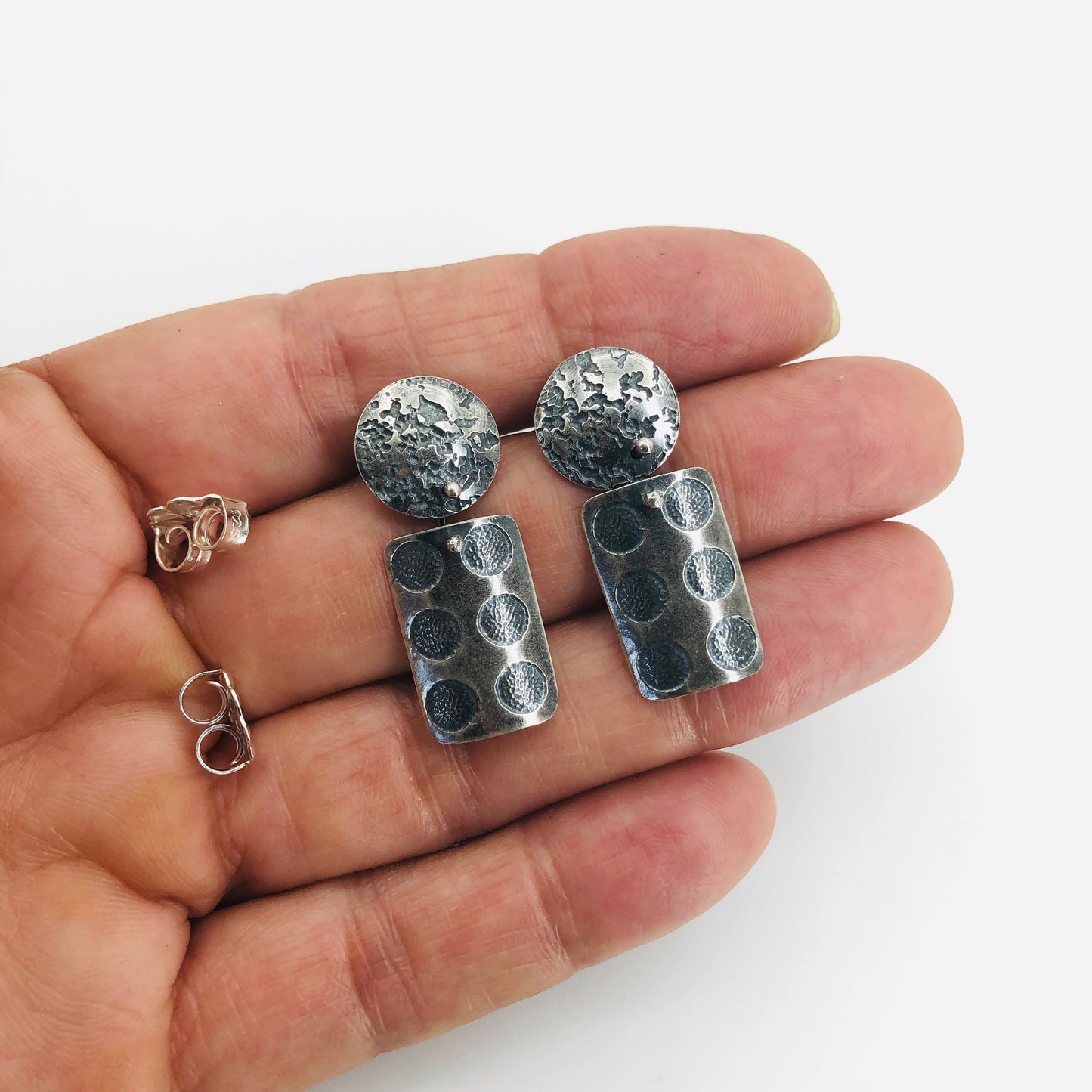"Polka Dot"...post back sterling dangle earrings