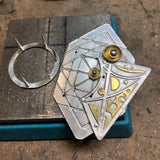 24K gold/sterling silver geometric/celestial pendant