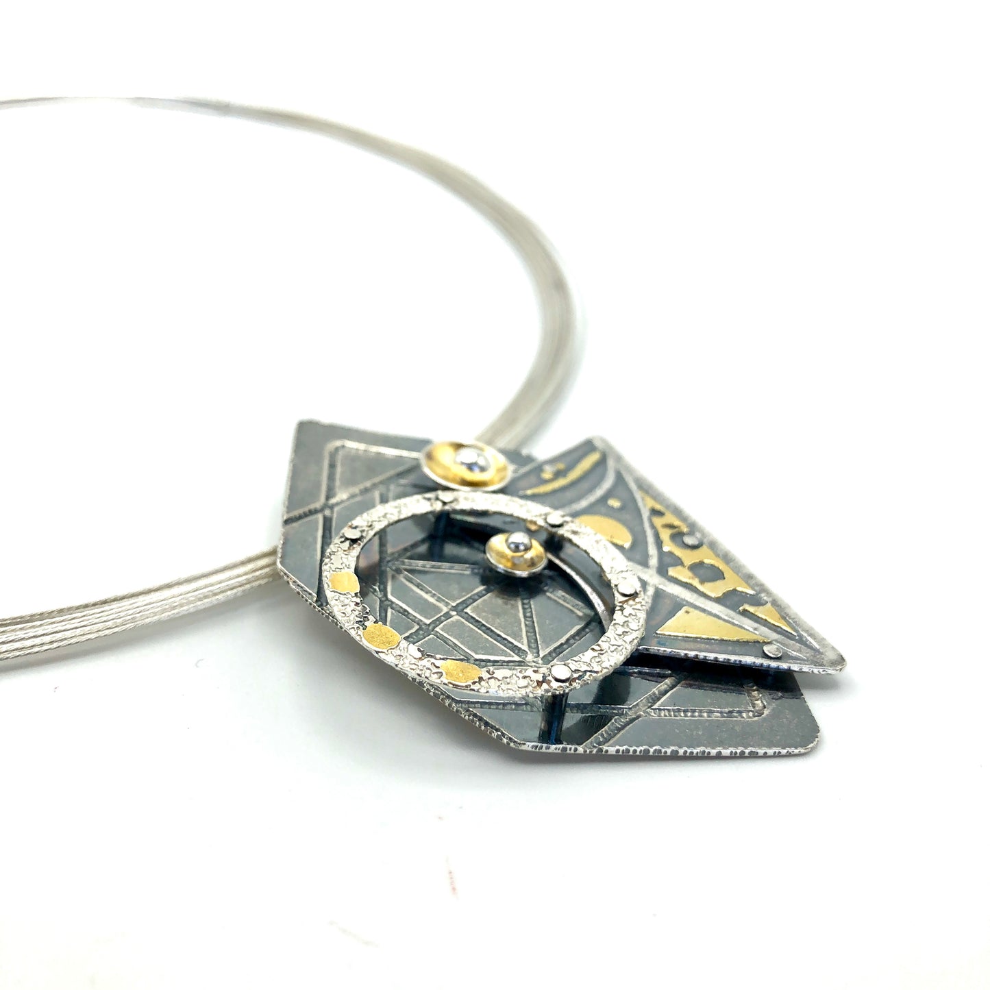 24K gold/sterling silver geometric/celestial pendant