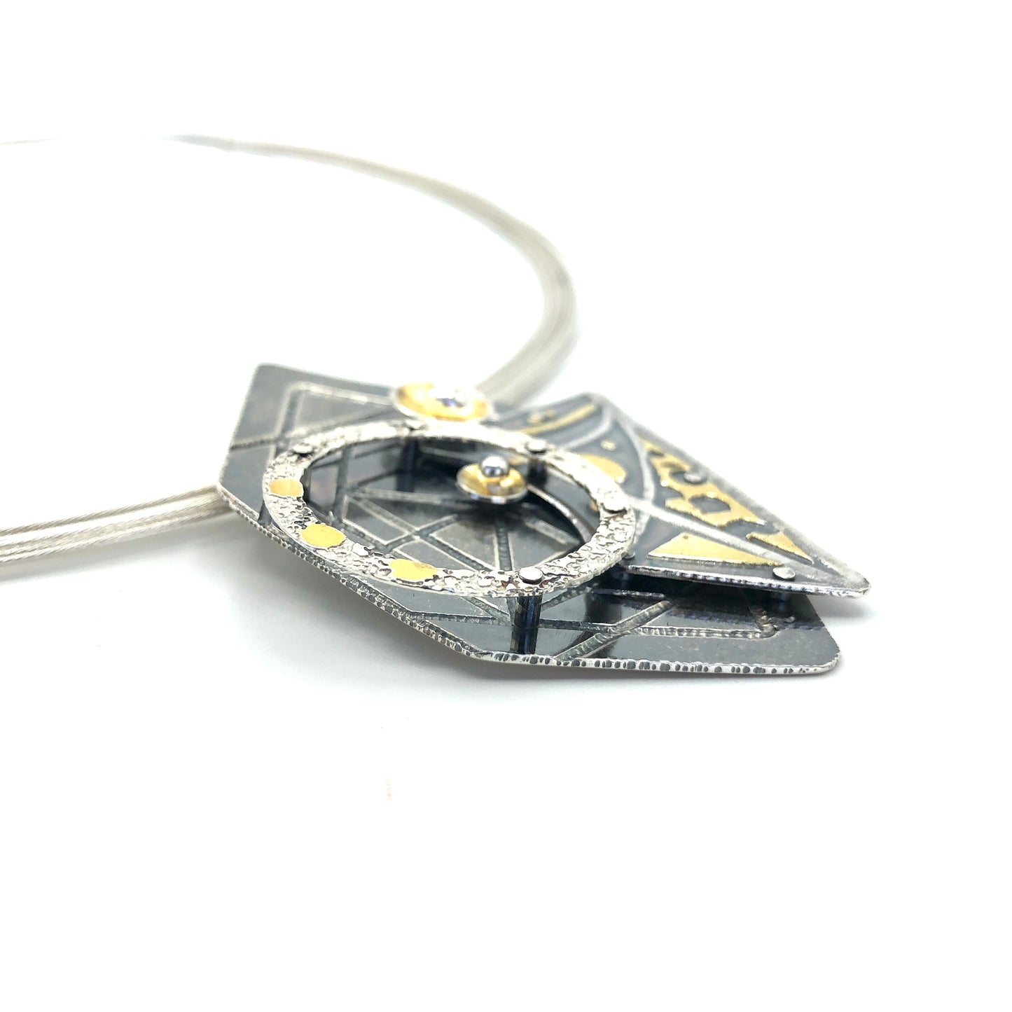 24K gold/sterling silver geometric/celestial pendant