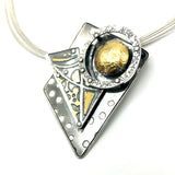 Polka dot acid etched sterling silver with 24K pendant