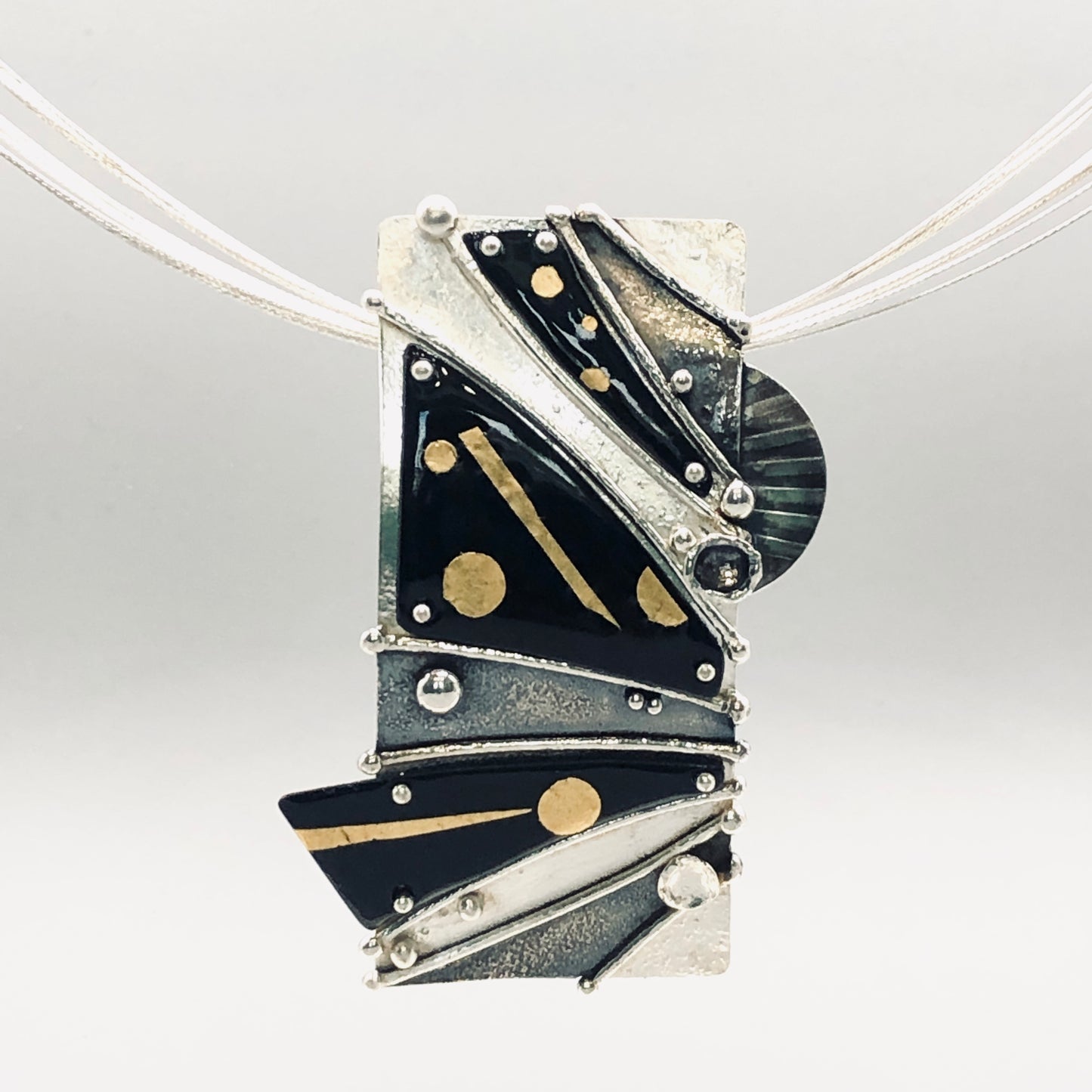 Statement necklace 24K gold on black enamel