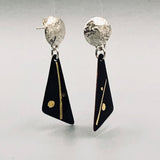 24K gold black enamel small dangles