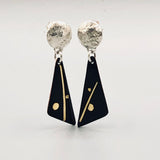 24K gold black enamel small dangles