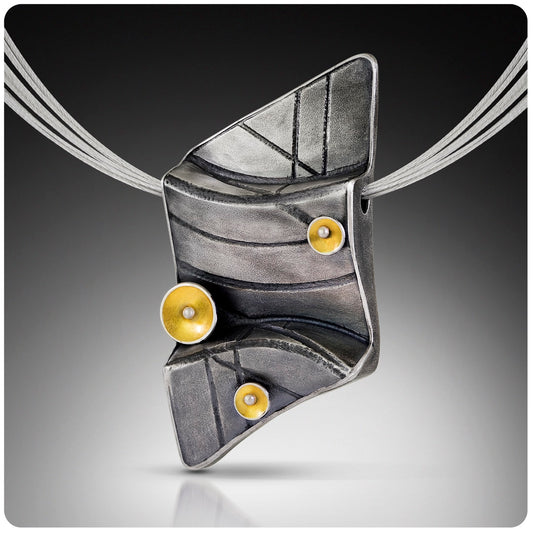 "Angular and Architectural"...Stunning Sterling/24K Necklace