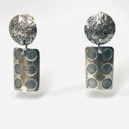 "Polka Dot"...post back sterling dangle earrings
