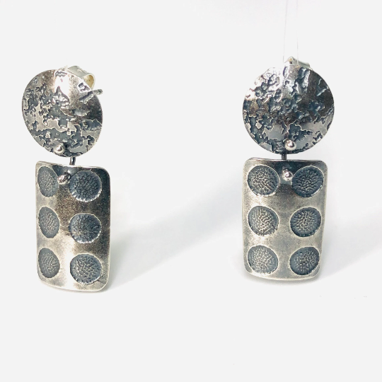 "Polka Dot"...post back sterling dangle earrings
