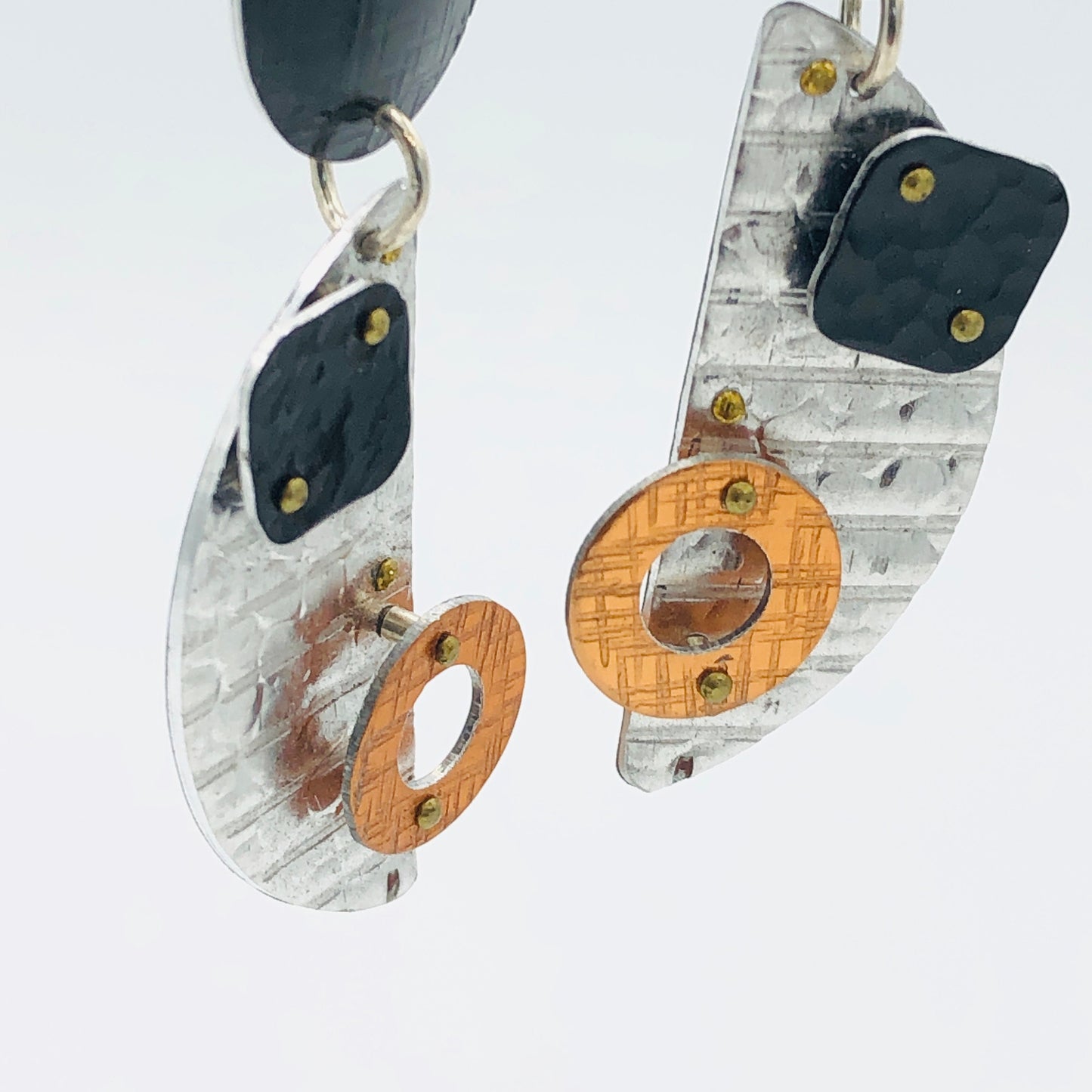 Geometric modern asymmetrical architectural earrings.  3D lightweight aluminum.