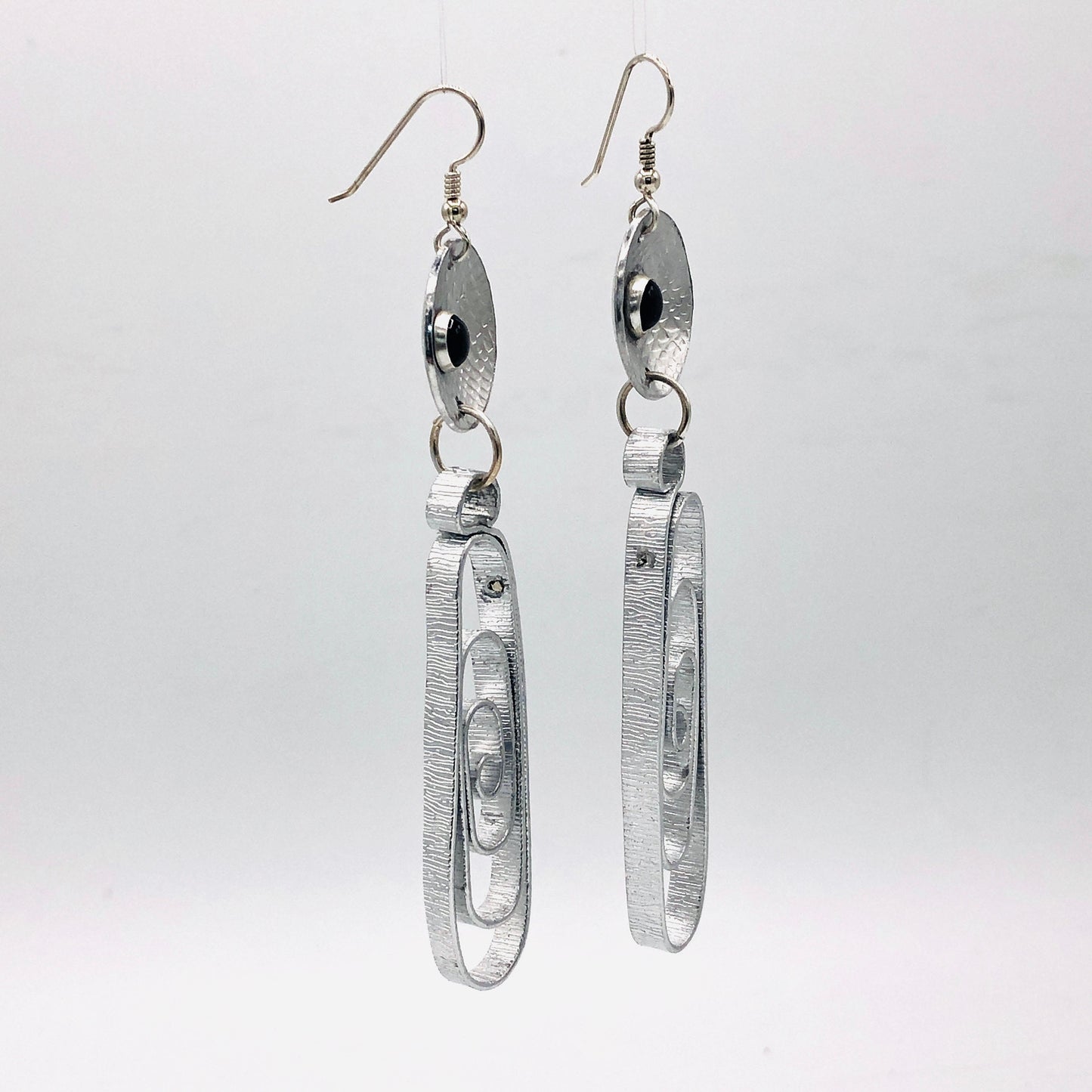 Black onyx contemporary geometric earrings