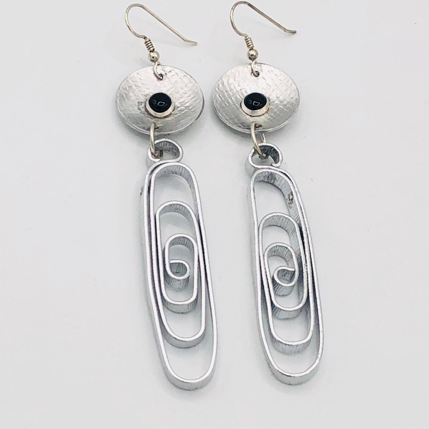 Black onyx contemporary geometric earrings