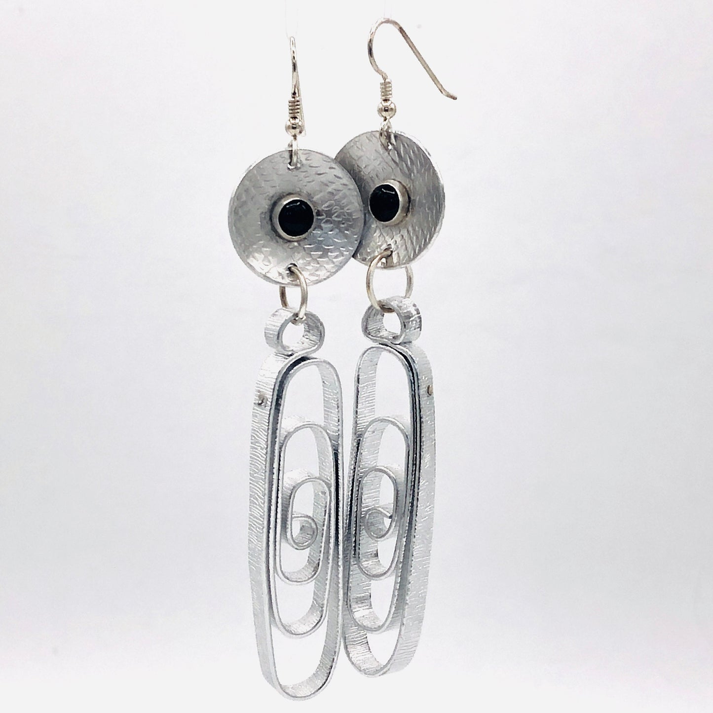 Black onyx contemporary geometric earrings