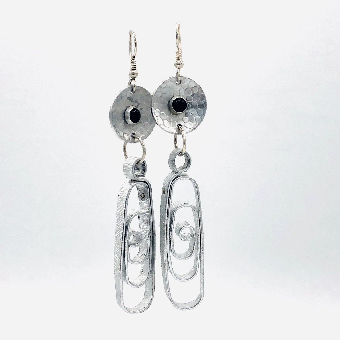 Black onyx bold geometric dangle earrings