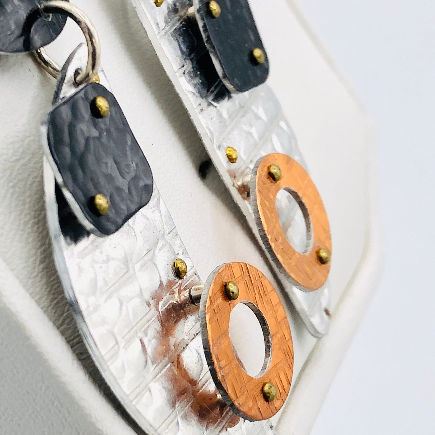 Geometric modern asymmetrical architectural earrings.  3D lightweight aluminum.