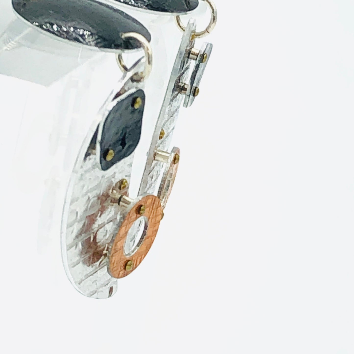 Geometric modern asymmetrical architectural earrings.  3D lightweight aluminum.