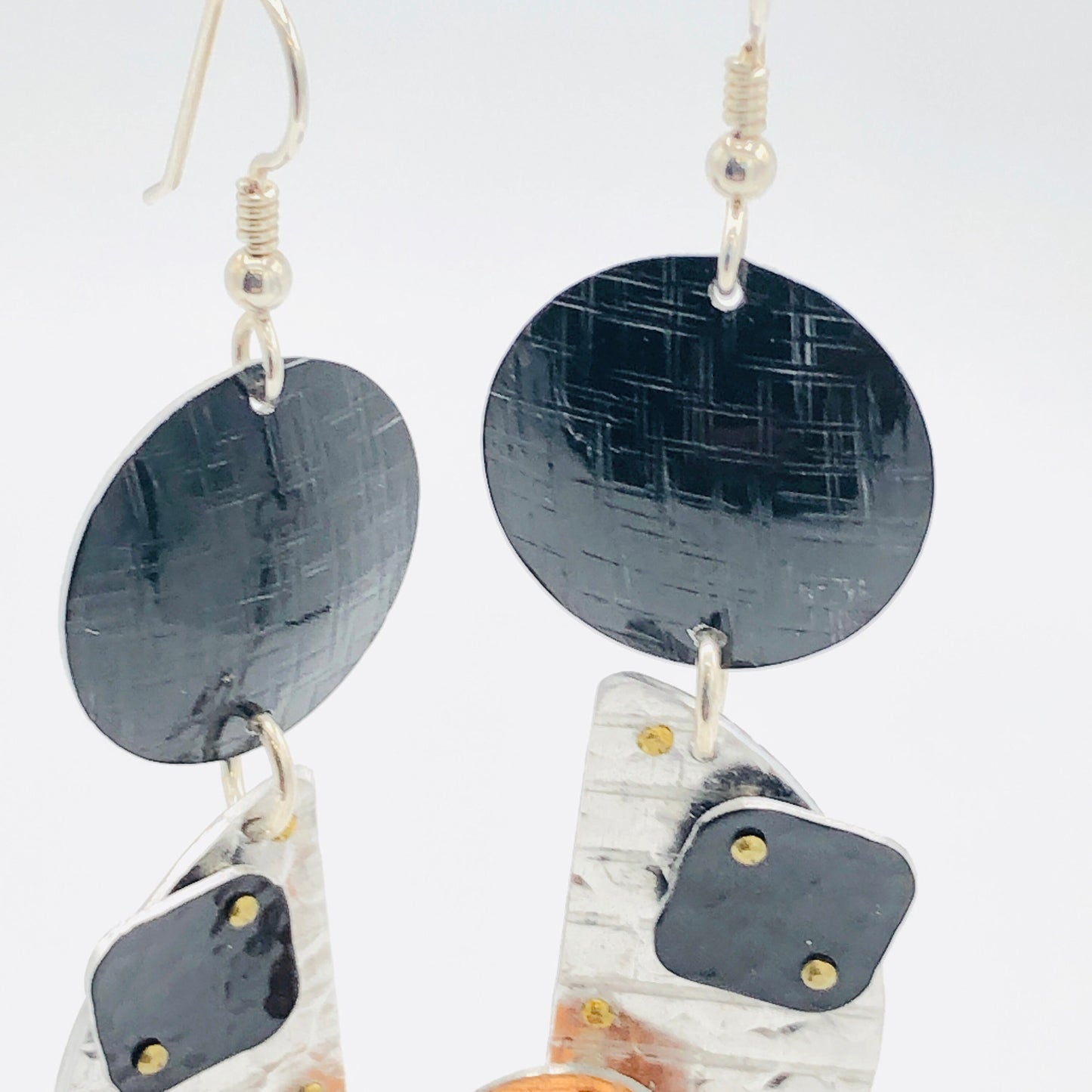 Geometric modern asymmetrical architectural earrings.  3D lightweight aluminum.