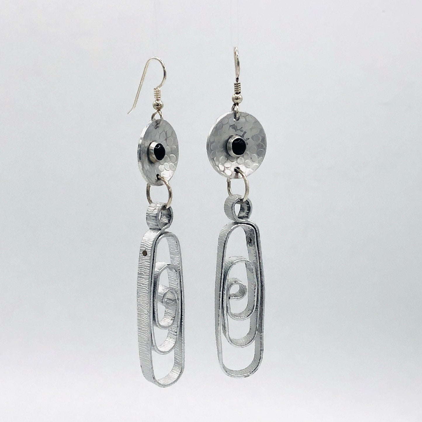 Black onyx bold geometric dangle earrings