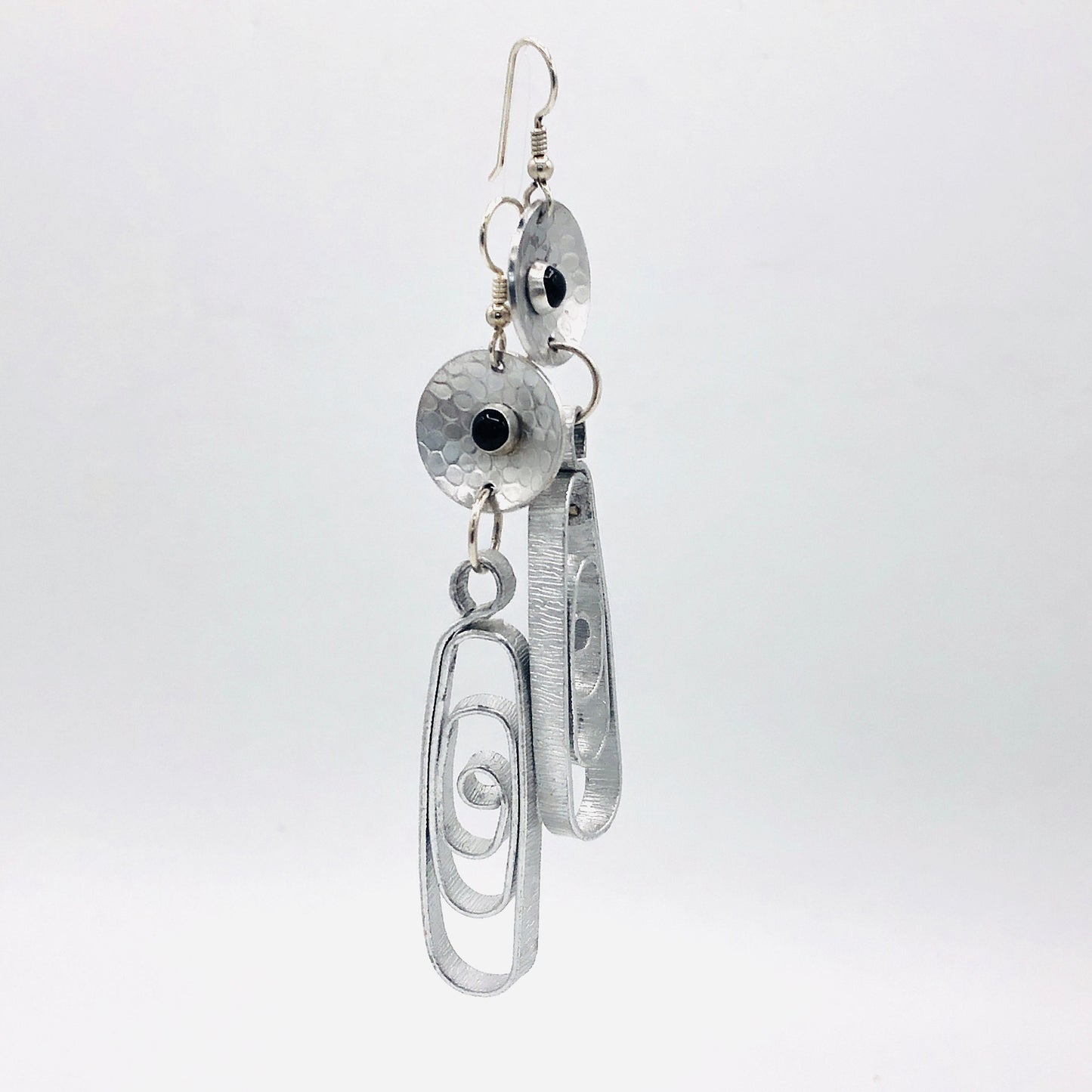 Black onyx bold geometric dangle earrings
