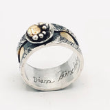 Polka Dots...sterling and 24k gold ring size 8