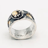 CUSTOM ORDER SIZE 8 Sterling/24k gold polka dots women's ring.