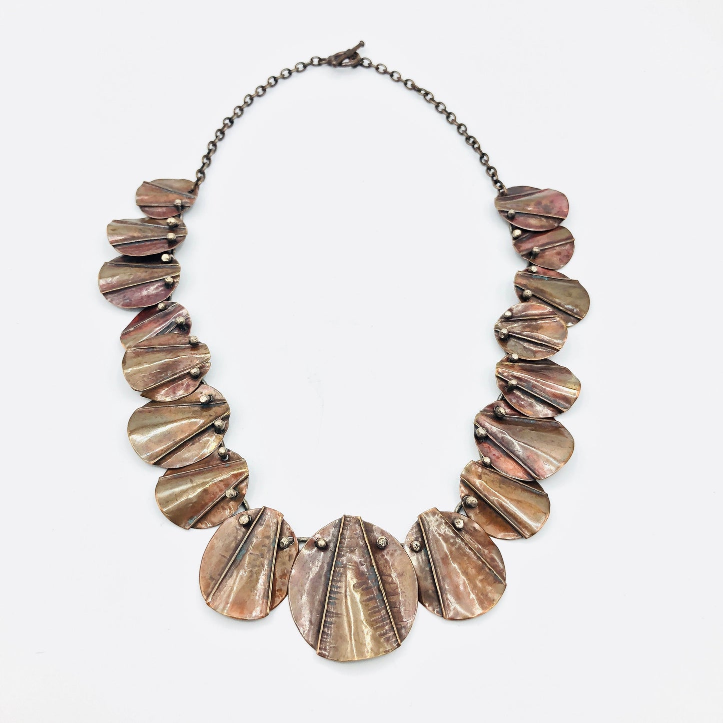 Fold-Formed Copper & Sterling Silver Statement Necklace OOAK