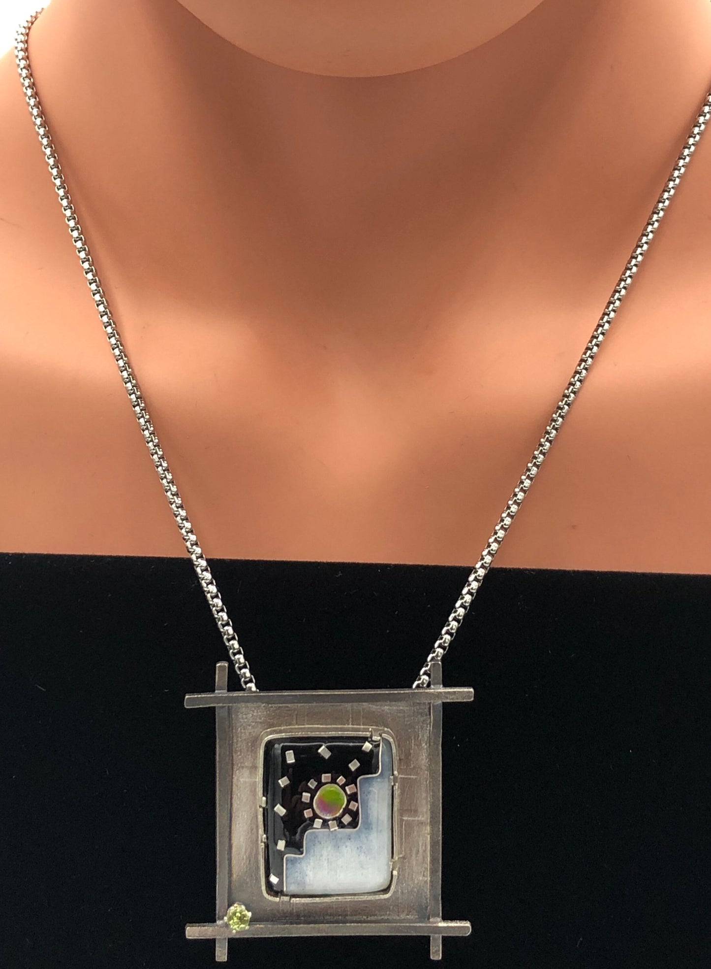 "Sun Up in the Sky"...Cloisonné Necklace with Peridot