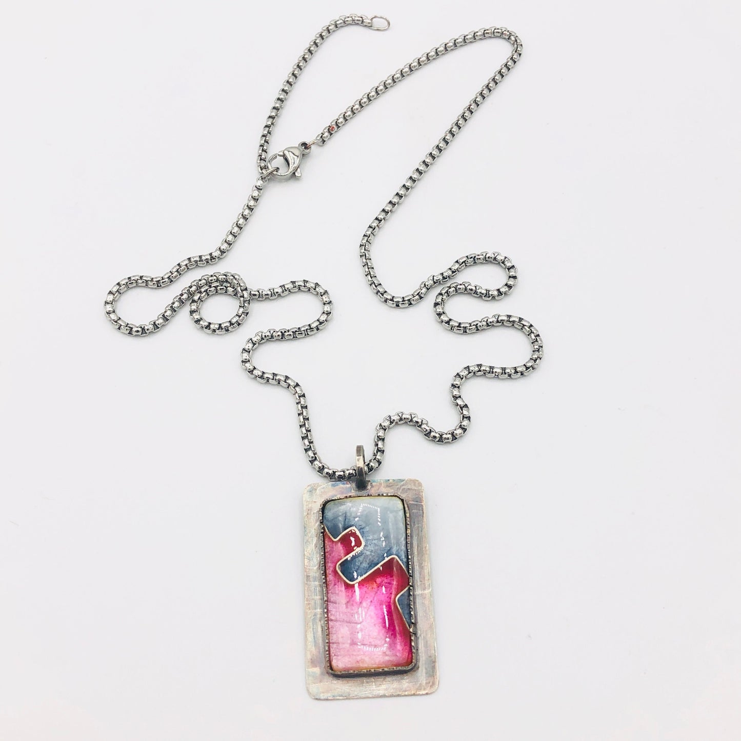 Architectural Cloisonné Enamel Necklace – Sterling Silver OOAK