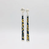 Long statement earrings in 24K gold/enamel