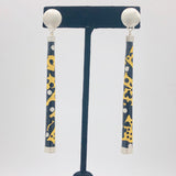 Long statement earrings in 24K gold/enamel