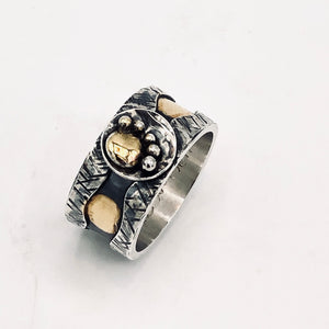 CUSTOM ORDER SIZE 8 Sterling/24k gold polka dots women's ring.